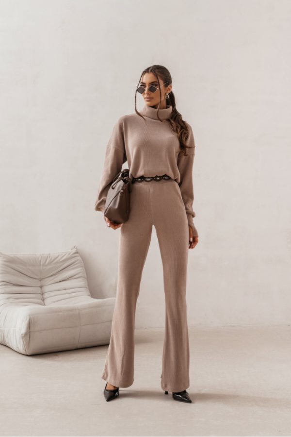 Beige Set in Pants, Trousers, Shorts with Polyester and Viscose