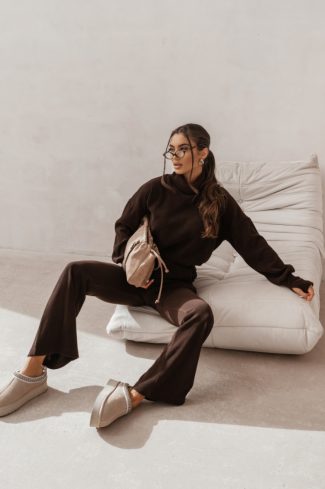 Brown Set in Pants, Trousers, Shorts with Polyester and Viscose