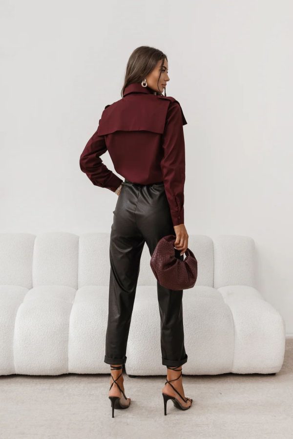 Red Long Sleeve Shirt in Shirts For Women with Cotton and Spandex