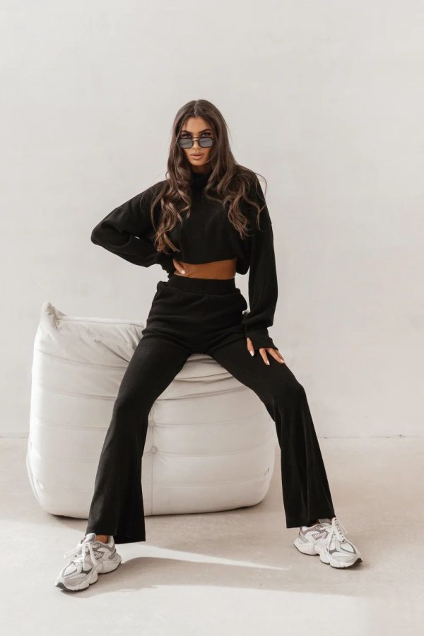 Black Set in Pants, Trousers, Shorts with Polyester and Viscose
