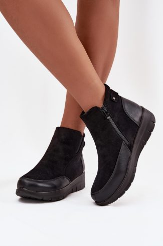 Black Boots in Women`s Ankle Boots & Booties with Fabric, Warmers, Footbed, Upper Height and Platform Height