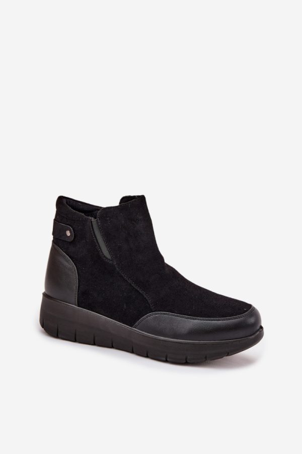 Black Boots in Women`s Ankle Boots & Booties with Fabric, Warmers, Footbed, Upper Height and Platform Height