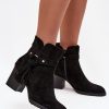 Black Heel Boots in Women`s Ankle Boots & Booties with Fabric, Footbed, Upper Height and Heel Height