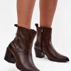 Brown Heel Boots in Women`s Ankle Boots & Booties with Fabric, Warmers, Footbed, Upper Height and Heel Height