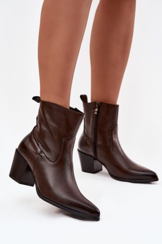 Brown Heel Boots in Women`s Ankle Boots & Booties with Fabric, Warmers, Footbed, Upper Height and Heel Height