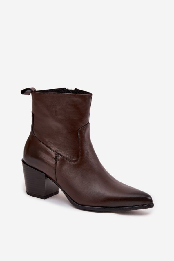 Brown Heel Boots in Women`s Ankle Boots & Booties with Fabric, Warmers, Footbed, Upper Height and Heel Height