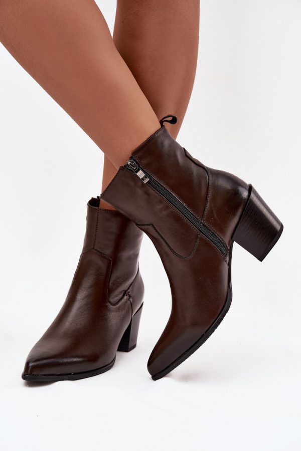Brown Heel Boots in Women`s Ankle Boots & Booties with Fabric, Warmers, Footbed, Upper Height and Heel Height