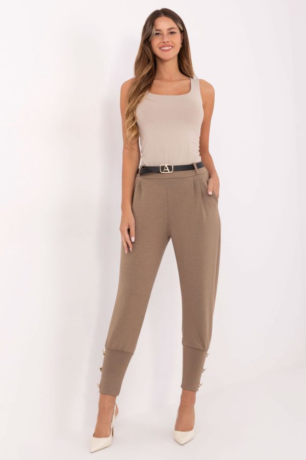 Beige Tracksuit Trousers in Pants, Trousers, Shorts with Polyester and Viscose
