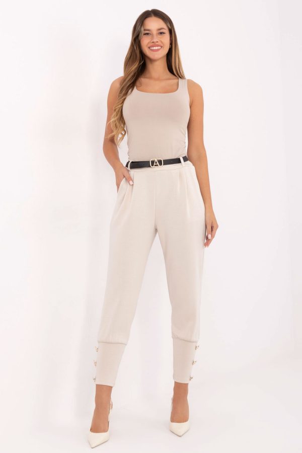 Beige Tracksuit Trousers in Pants, Trousers, Shorts with Polyester and Viscose