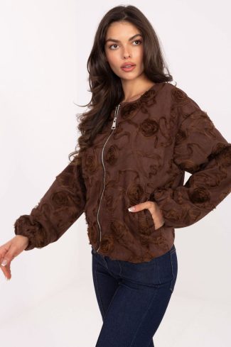 Brown Jacket in Women`s Coats, Jackets with Spandex and Polyester
