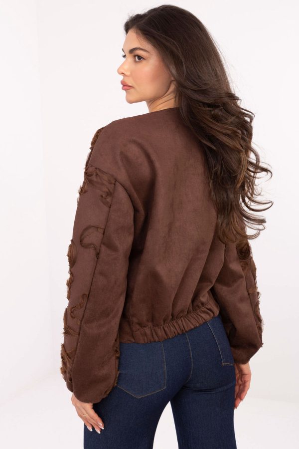 Brown Jacket in Women`s Coats, Jackets with Spandex and Polyester