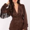 Brown Jacket in Jackets, Vests For Women with Spandex and Polyester