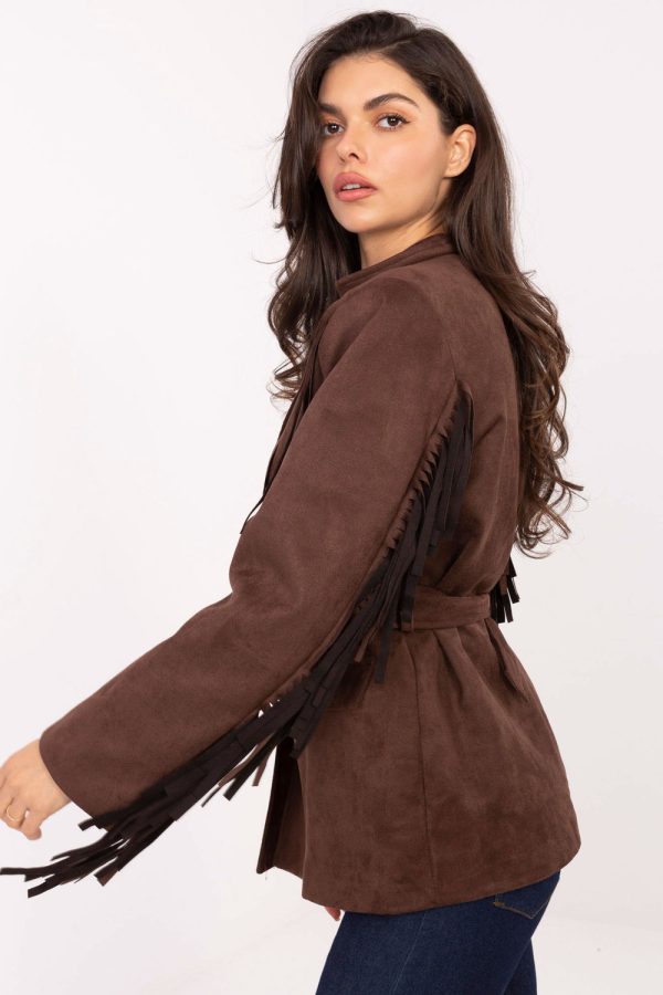 Brown Jacket in Jackets, Vests For Women with Spandex and Polyester