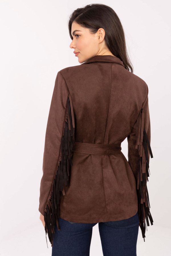 Brown Jacket in Jackets, Vests For Women with Spandex and Polyester