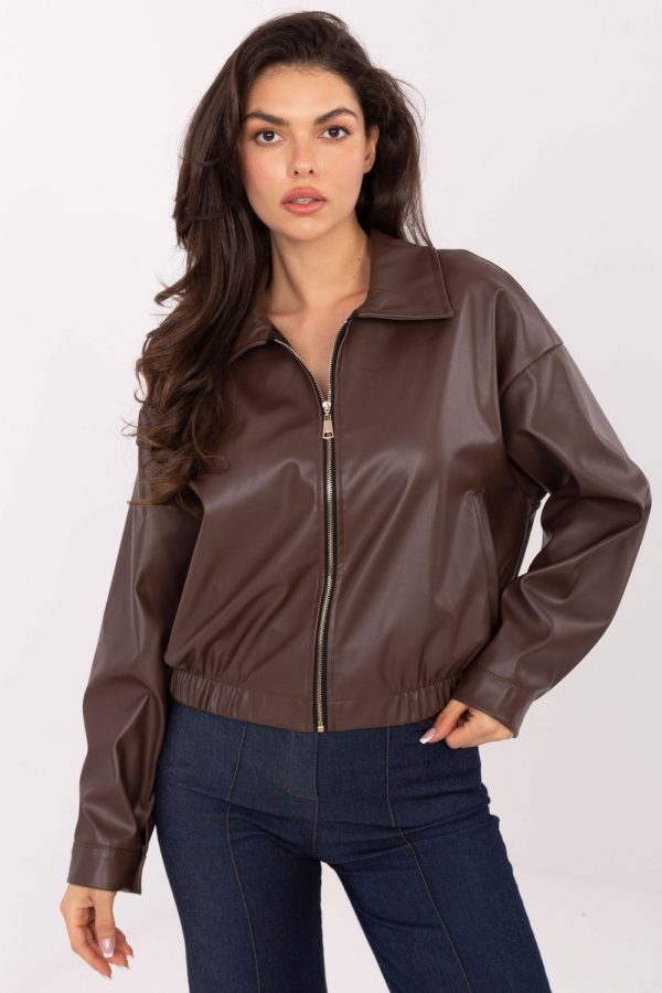 Brown Jacket in Women`s Coats, Jackets with Spandex and Polyester