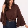 1098292 Brown Long Sleeve Shirt in Shirts For Women with Spandex and Polyester