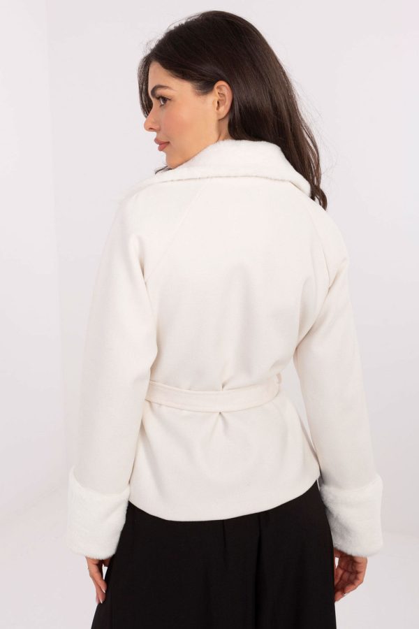 Beige Coat in Women`s Coats, Jackets with Spandex and Polyester