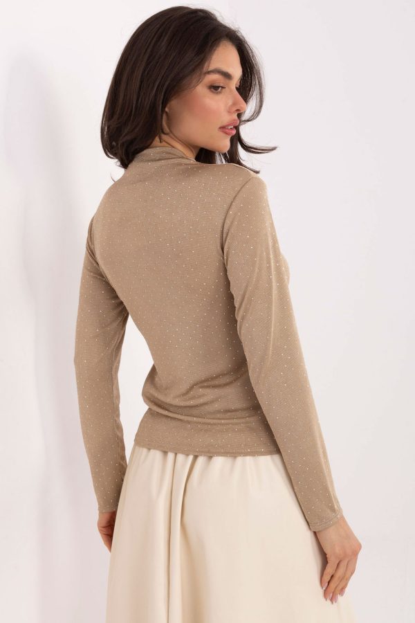 Beige Blouse in Women`s Blouses, Tunics with Polyester and Viscose