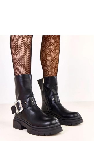 Black Boots.Fabric, Footbed, Upper Height and Heel Height