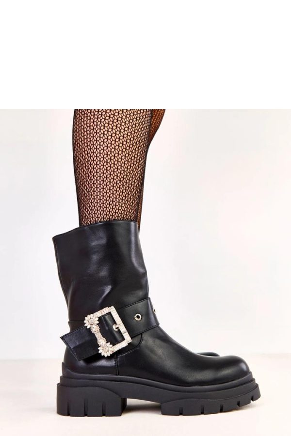Black Boots.Fabric, Footbed, Upper Height and Heel Height