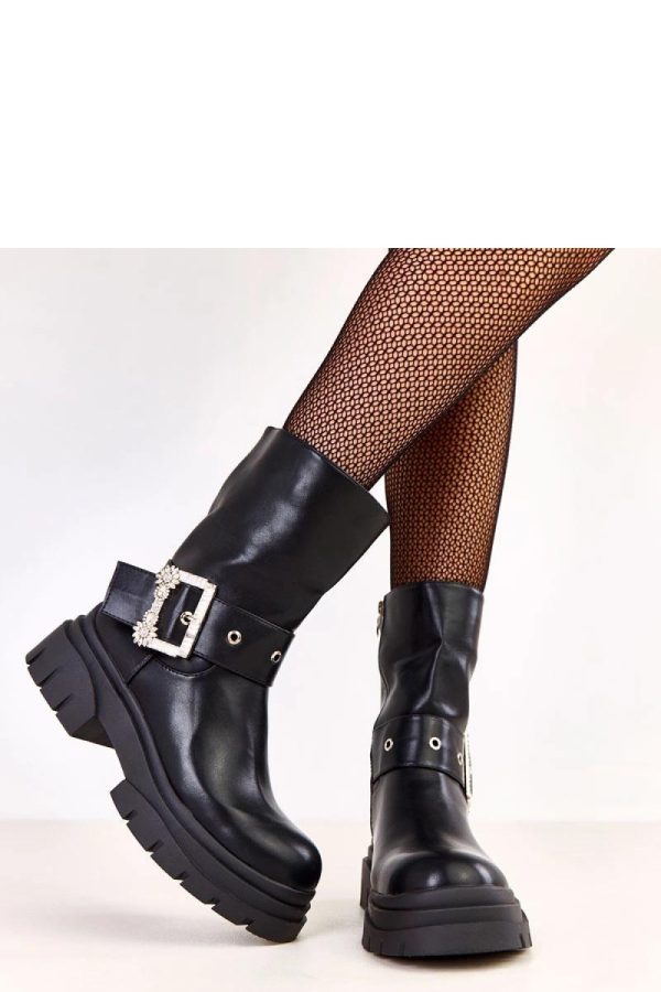 Black Boots.Fabric, Footbed, Upper Height and Heel Height