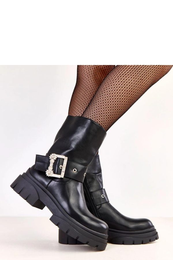 Black Boots.Fabric, Footbed, Upper Height and Heel Height