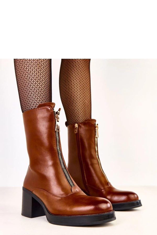 Brown Heel Boots in Women`s Ankle Boots & Booties with Fabric, Footbed, Upper Height and Heel Height