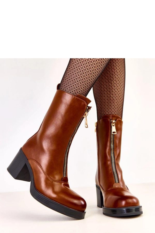 Brown Heel Boots in Women`s Ankle Boots & Booties with Fabric, Footbed, Upper Height and Heel Height