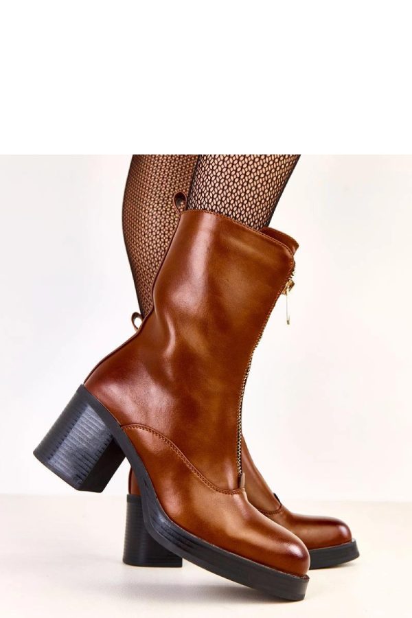 Brown Heel Boots in Women`s Ankle Boots & Booties with Fabric, Footbed, Upper Height and Heel Height