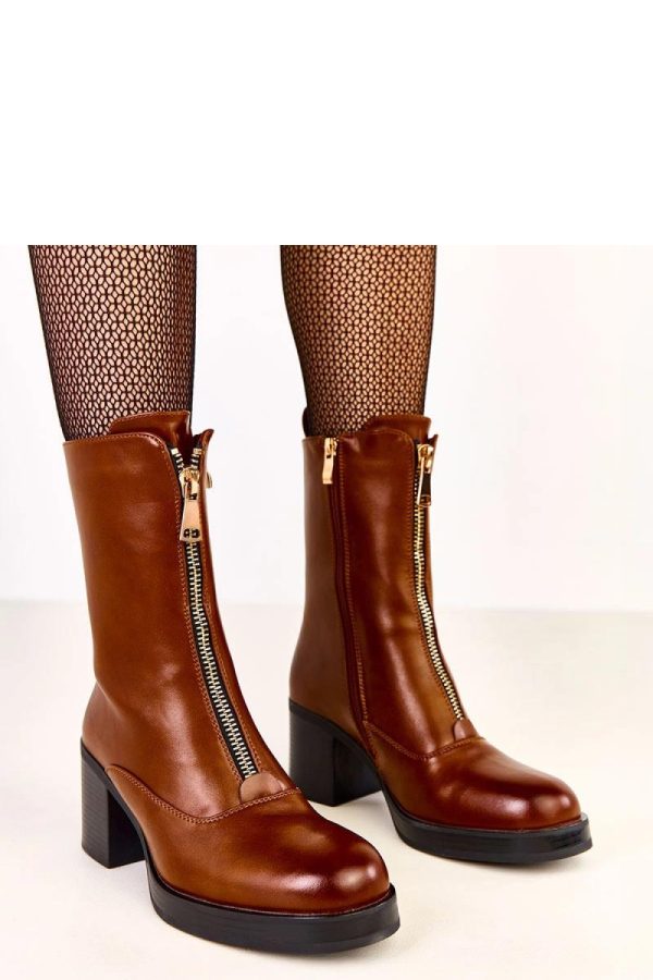 Brown Heel Boots in Women`s Ankle Boots & Booties with Fabric, Footbed, Upper Height and Heel Height