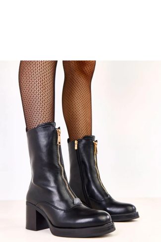 Black Heel Boots in Women`s Ankle Boots & Booties with Fabric, Footbed, Upper Height and Heel Height