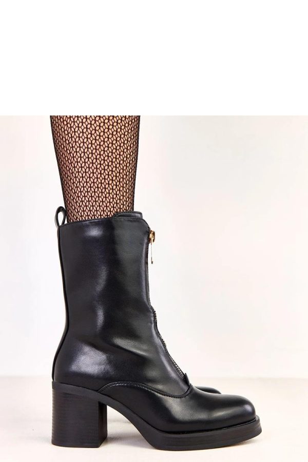 Black Heel Boots in Women`s Ankle Boots & Booties with Fabric, Footbed, Upper Height and Heel Height