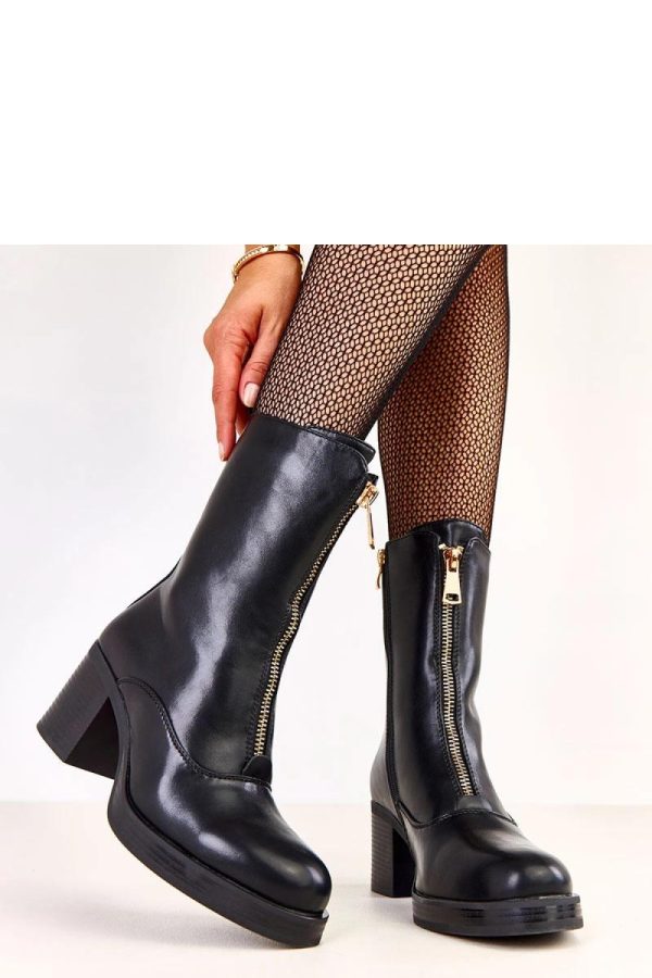 Black Heel Boots in Women`s Ankle Boots & Booties with Fabric, Footbed, Upper Height and Heel Height