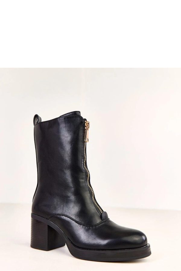 Black Heel Boots in Women`s Ankle Boots & Booties with Fabric, Footbed, Upper Height and Heel Height