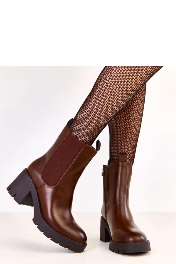 Brown Heel Boots in Women`s Ankle Boots & Booties with Fabric, Footbed, Upper Height and Heel Height