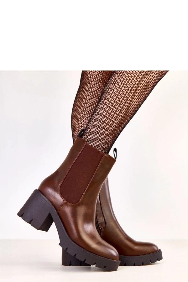 Brown Heel Boots in Women`s Ankle Boots & Booties with Fabric, Footbed, Upper Height and Heel Height