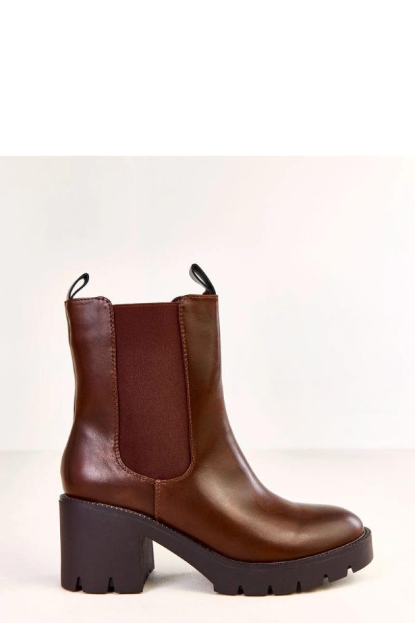 Brown Heel Boots in Women`s Ankle Boots & Booties with Fabric, Footbed, Upper Height and Heel Height