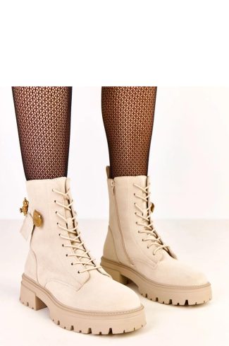 Beige Bootie....Fabric, Footbed, Upper Height and Heel Height