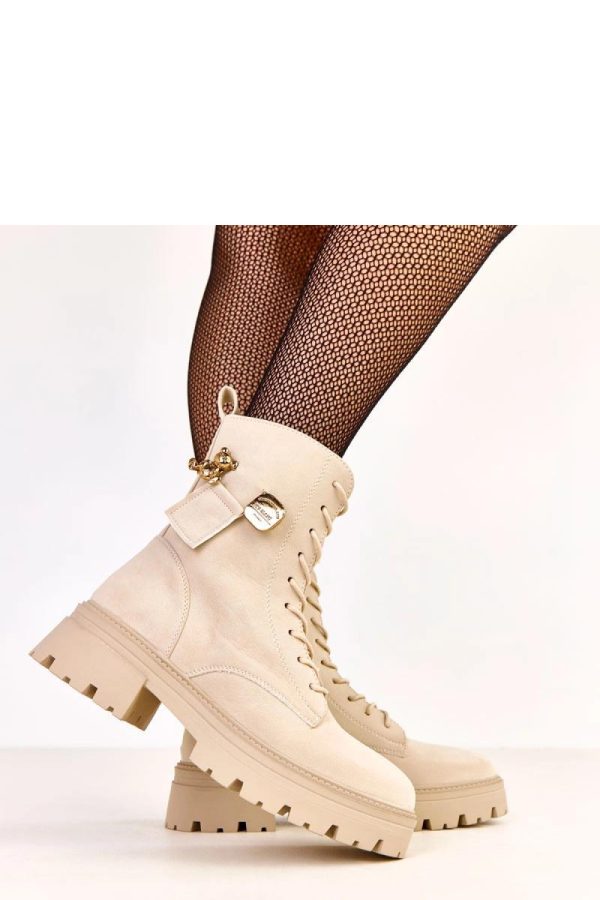 Beige Bootie....Fabric, Footbed, Upper Height and Heel Height