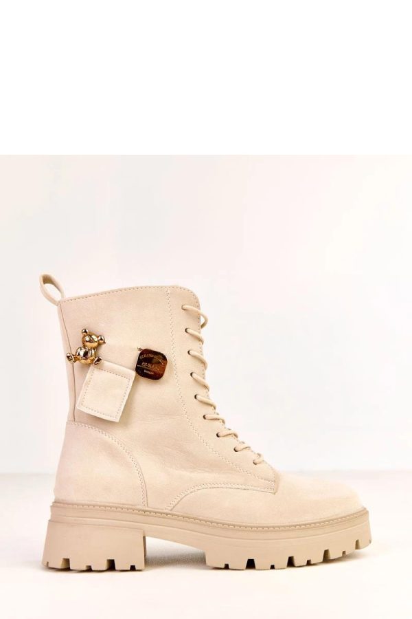 Beige Bootie....Fabric, Footbed, Upper Height and Heel Height