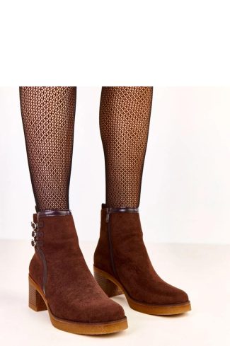 Brown Heel Boots.Fabric, Footbed, Upper Height and Heel Height