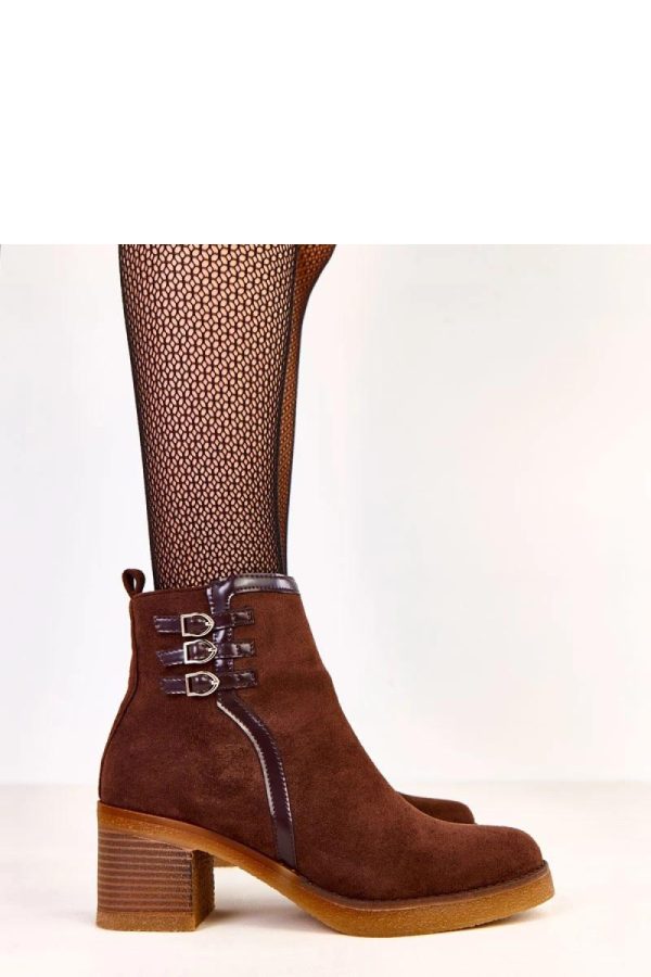 Brown Heel Boots.Fabric, Footbed, Upper Height and Heel Height