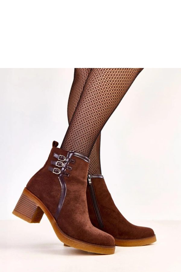 Brown Heel Boots.Fabric, Footbed, Upper Height and Heel Height