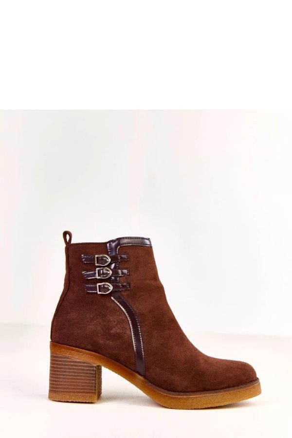 Brown Heel Boots.Fabric, Footbed, Upper Height and Heel Height