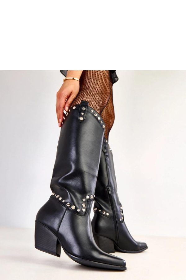 Black Heel Boots..Fabric, Footbed, Upper Height and Heel Height
