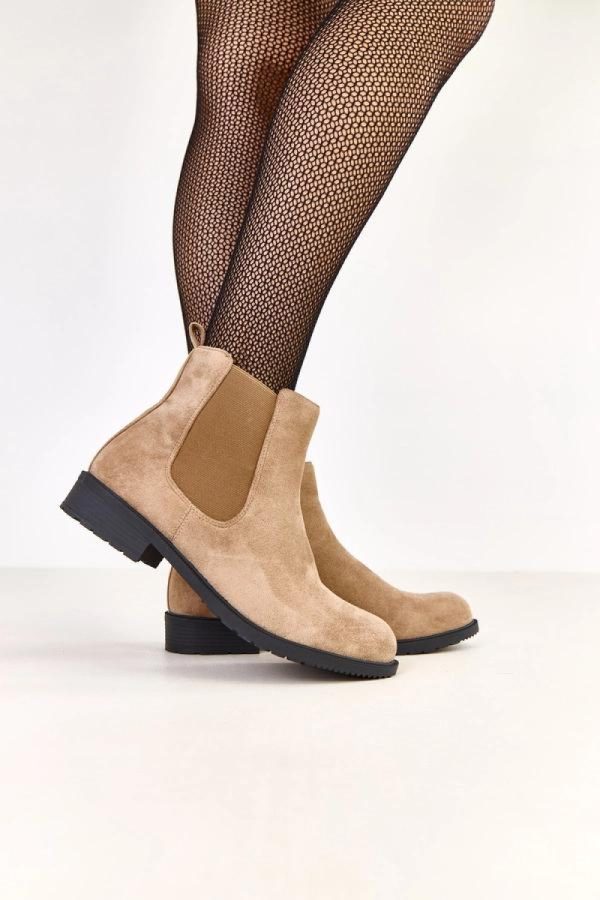 Brown Boots.Fabric, Footbed, Upper Height and Heel Height