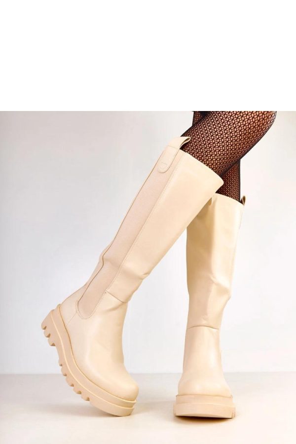 Beige Thigh-Hight Boots....Fabric, Footbed, Upper Height and Heel Height