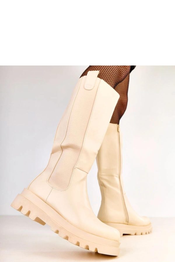 Beige Thigh-Hight Boots....Fabric, Footbed, Upper Height and Heel Height