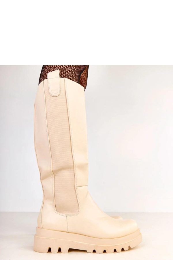 Beige Thigh-Hight Boots....Fabric, Footbed, Upper Height and Heel Height