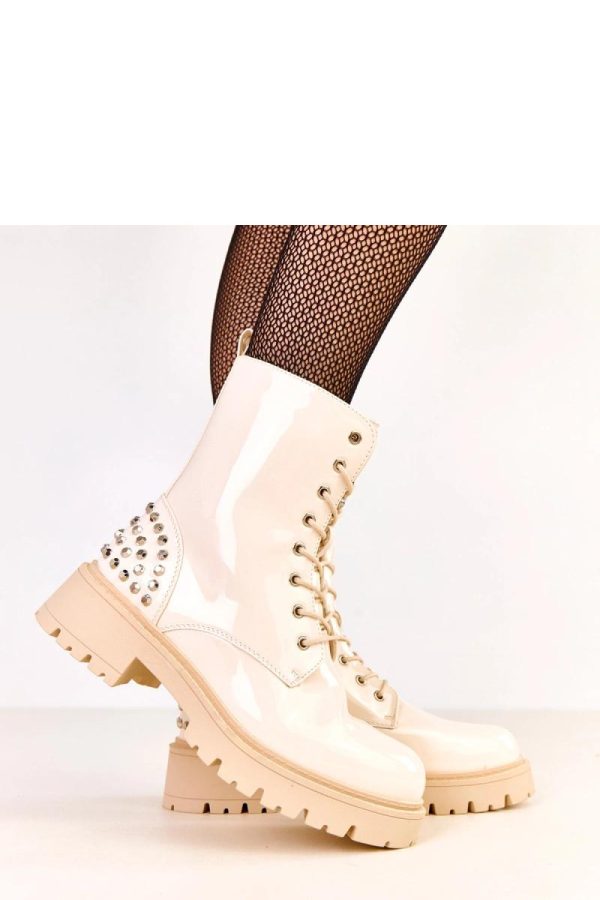 Beige Bootie...Fabric, Footbed, Upper Height and Heel Height